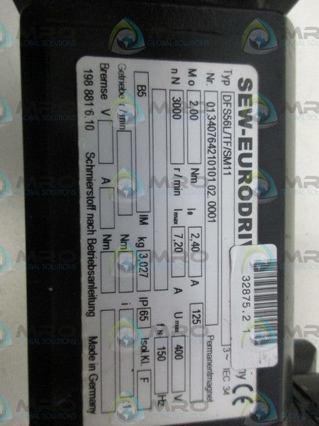 SEW EURODRIVE DFS56L/TF/SM11 SERVO MOTOR NSNP