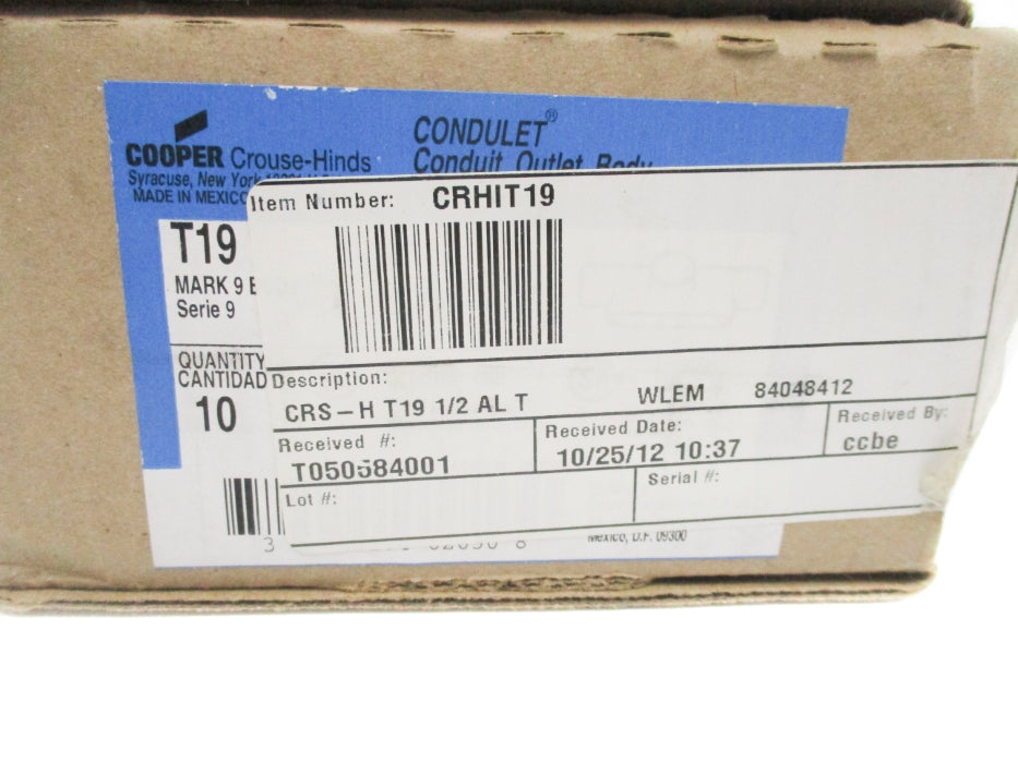 CROUSE-HINDS T19 (PKG OF 10) NSMP