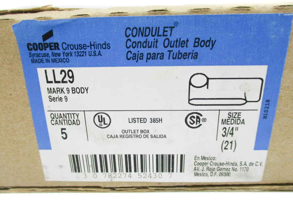 CROUSE-HINDS LL29 (PKG OF 5) NSMP