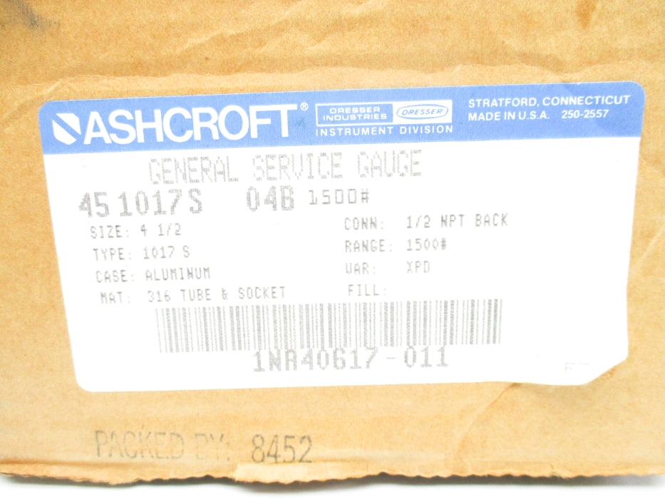 ASHCROFT 451017S04B1500# 0-1500PSI NSMP