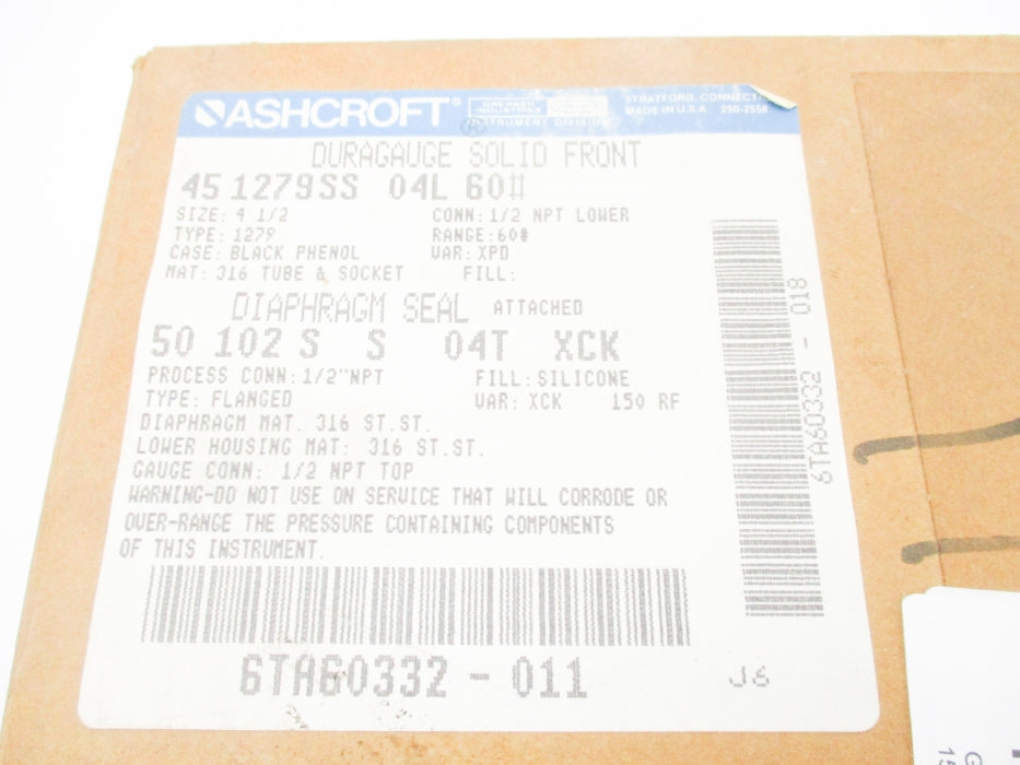 ASHCROFT 451279SS04L60# 0-60PSI NSMP