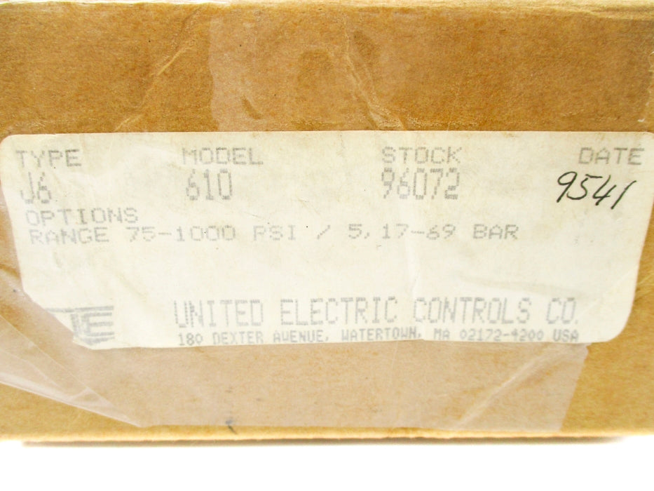 UNITED ELECTRIC J6-610 75-1000PSI NSMP
