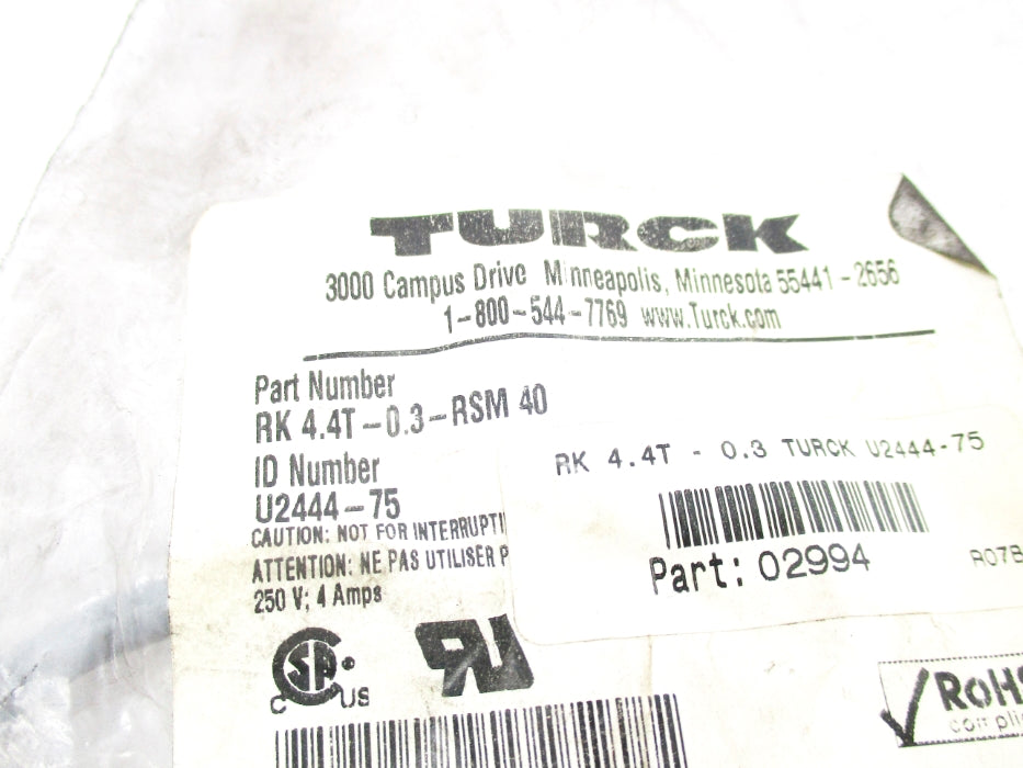 TURCK RK4.4T-0.3-RSM40 U2444-75 NSMP