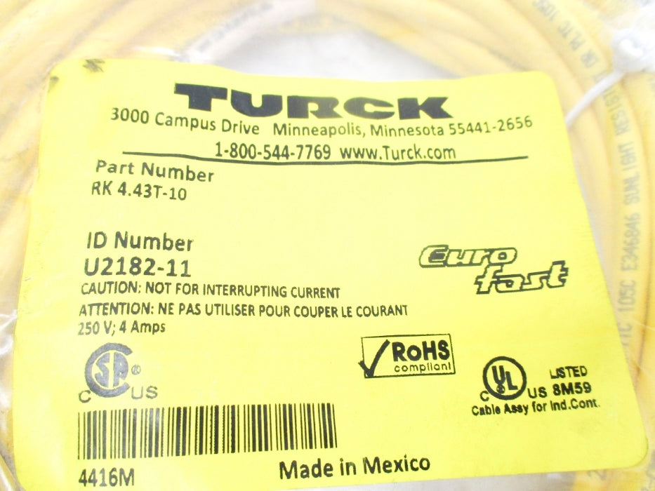 TURCK RK4.43T-10 U2182-11 250V 4A NSMP