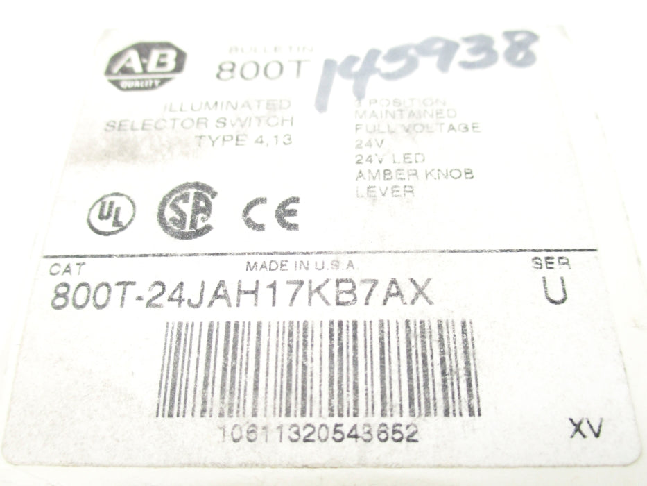 INDUSTRIAL SPARE PART 800T-24JAH17KB7AX SER. U (WH) NSMP