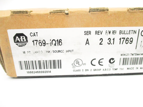 ALLEN BRADLEY 1769-IQ16 SER. A F/W 3.1 10-30VDC REV. 2 NSMP