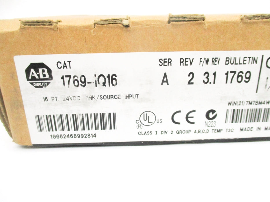 ALLEN BRADLEY 1769-IQ16 SER. A F/W 3.1 10-30VDC REV. 2 NSMP