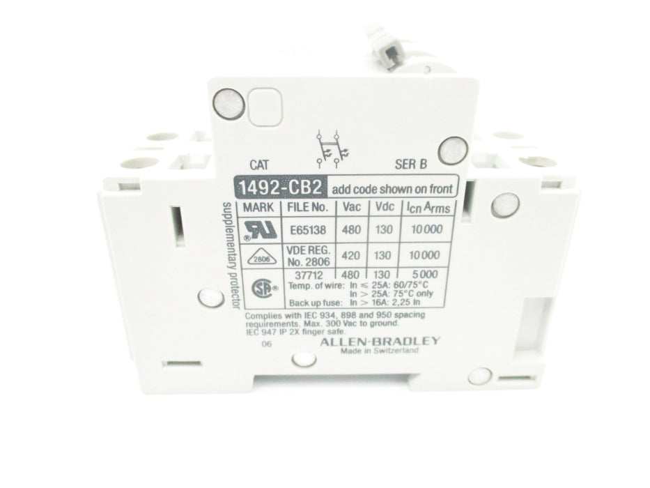 ALLEN BRADLEY 1492-CB2G200 SER. B 480V 20A NSMP