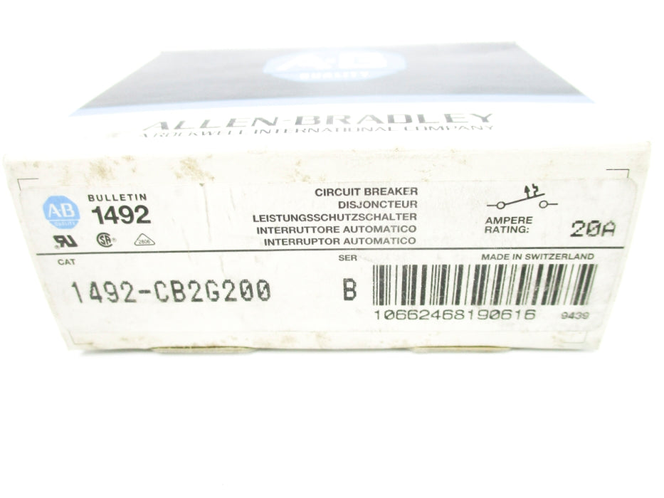 ALLEN BRADLEY 1492-CB2G200 SER. B 480V 20A NSMP