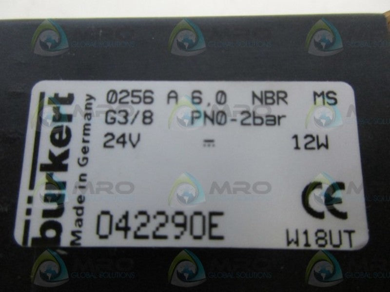 BURKERT 0256 A 6.0 G3/8 PN0-2BAR SOLENOID VALVE NSMP