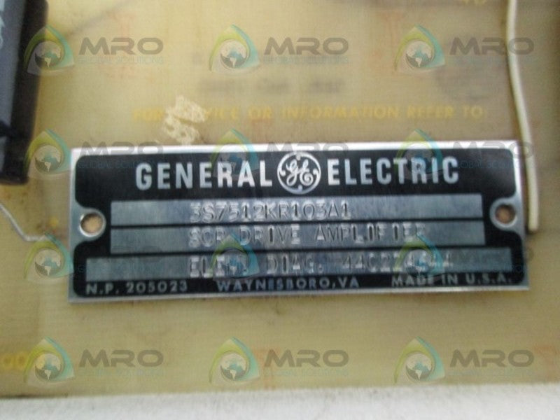 GENERAL ELECTRIC 3S7512KR103A1 SC DRIVE AMPLIFIER UNMP