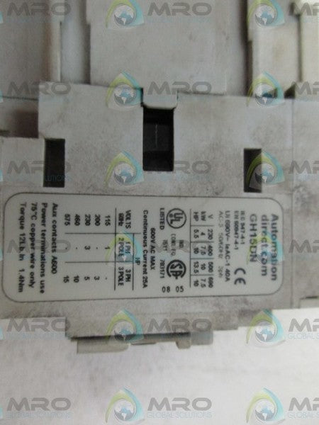 AUTOMATION DIRECT GH15DN CONTACTOR UNMP