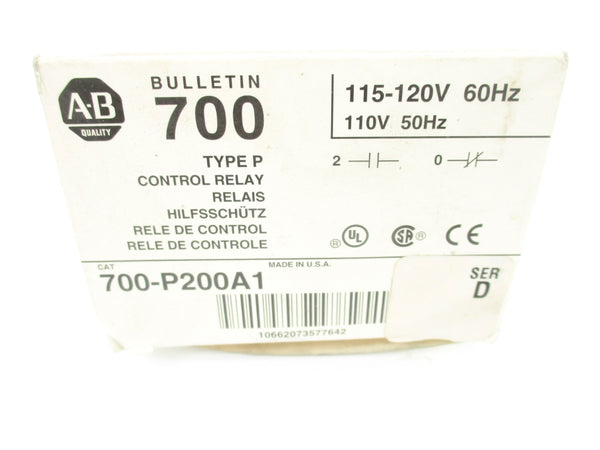 ALLEN BRADLEY 700-P200A1 SER. D 110/115-120V 10A (WH) NSMP