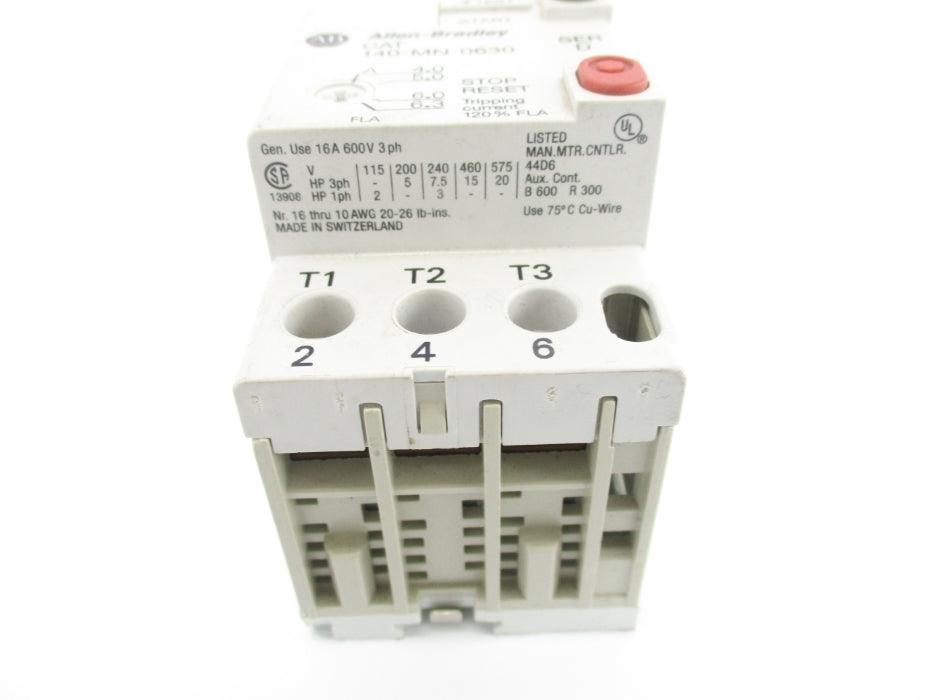 ALLEN BRADLEY 140-MN-0630 SER. D 600V 4.0-6.3A NSNP