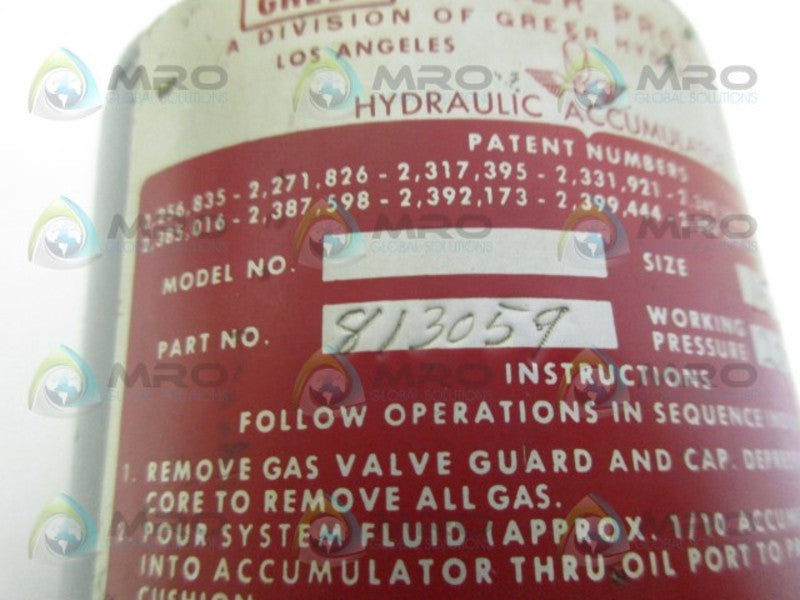 GREER OLAER 813059 HYDRAULIC ACCUMULATOR NSNP