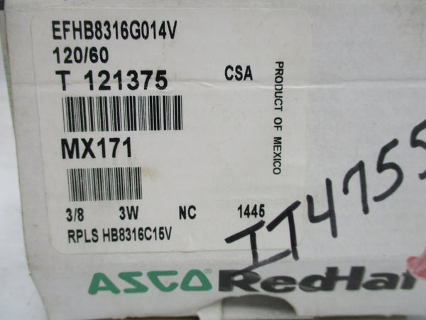 ASCO EFHB8316G014V 120V 10-250PSI 3/8" NSMP