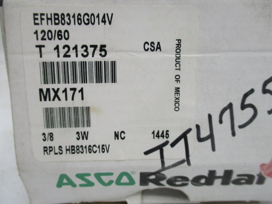 ASCO EFHB8316G014V 120V 10-250PSI 3/8" NSMP