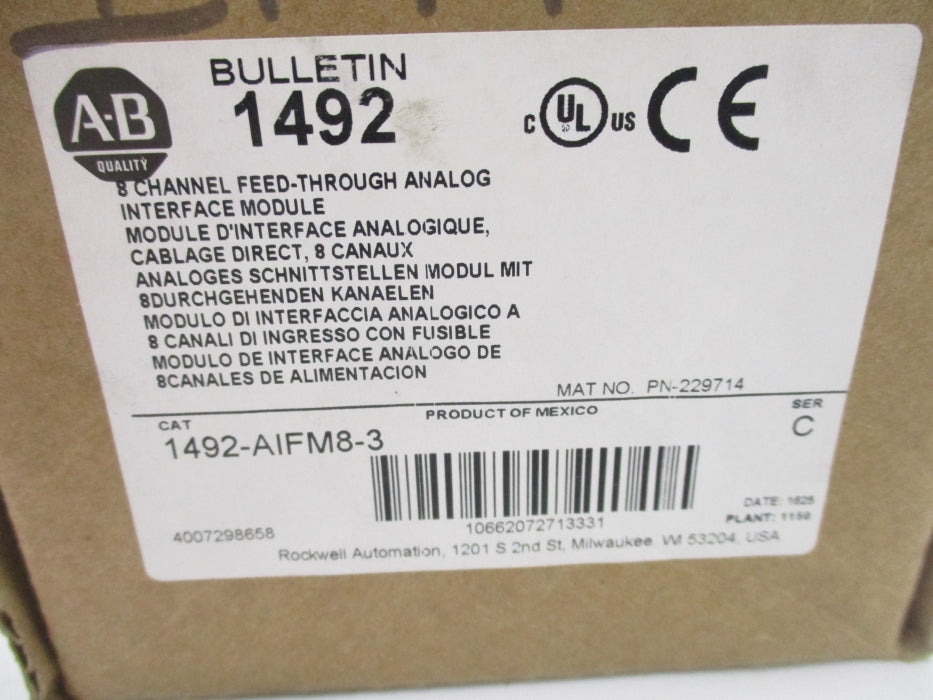 ALLEN BRADLEY 1492-AIFM8-3 SER. C 0-132VAC/DC (BR/WH) NSMP