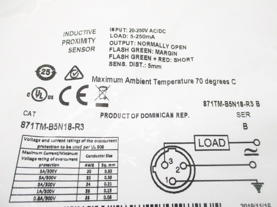 INDUSTRIAL SPARE PART 871TM-B5N18-R3 SER. B 20-250VAC/DC NSMP