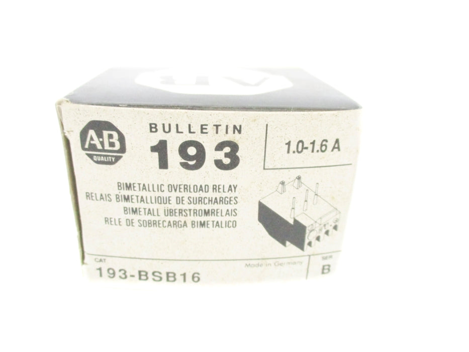 INDUSTRIAL SPARE PART 193-BSB16 SER. B 600V 1.0-1.6A (BK/YL) NSMP
