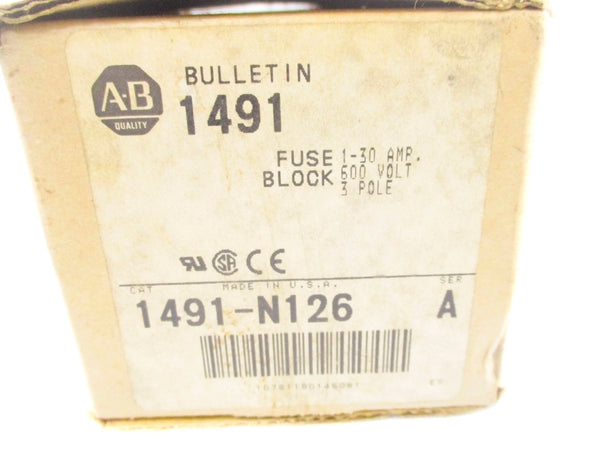 ALLEN BRADLEY 1491-N126 SER. A 600V 1-30A (BR/WH) NSMP