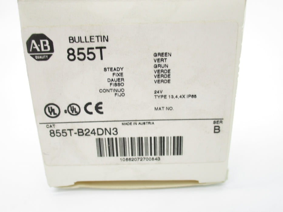 ALLEN BRADLEY 855T-B24DN3 SER. B 24VAC/DC 0.271A (WH) NSMP