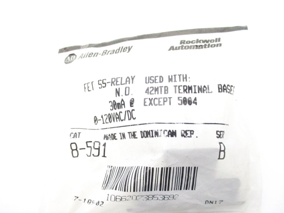 INDUSTRIAL SPARE PART 8-591 SER. B 0-120VAC/DC NSMP