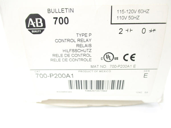 ALLEN BRADLEY 700-P200A1 SER. E 110/115-120V 60A (WH) NSMP
