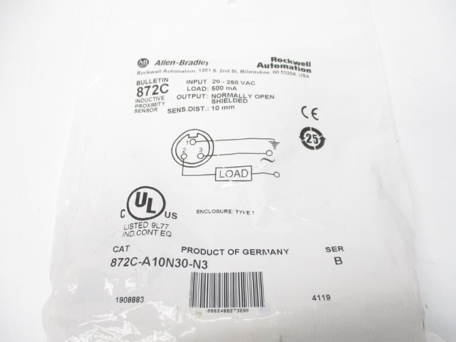 ALLEN BRADLEY 872C-A10N30-N3 SER. B 20-250VAC NSMP