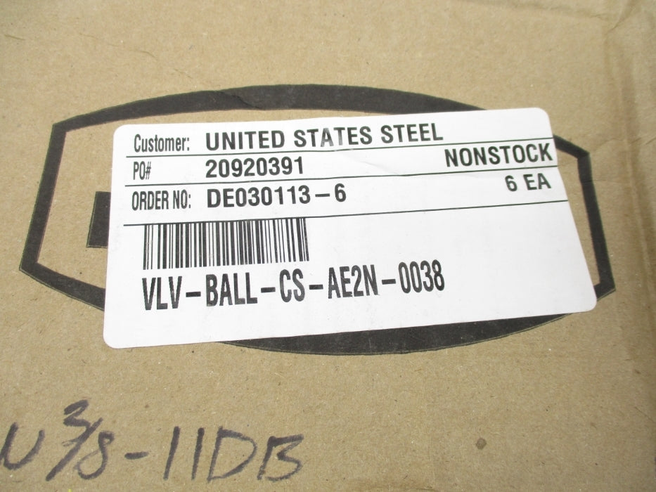 ANCHOR FLUID POWER VLV-BALL-CS-AE2N-0038 AE2N3/8-11DB 7250PSI (PKG OF 6) NSMP