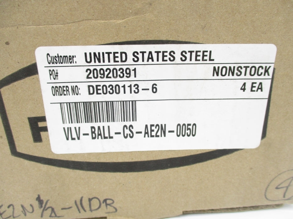 ANCHOR VLV-BALL-CS-AE2N-0050 AE2N1/2-11DB 7250PSI (PKG OF 4) NSMP