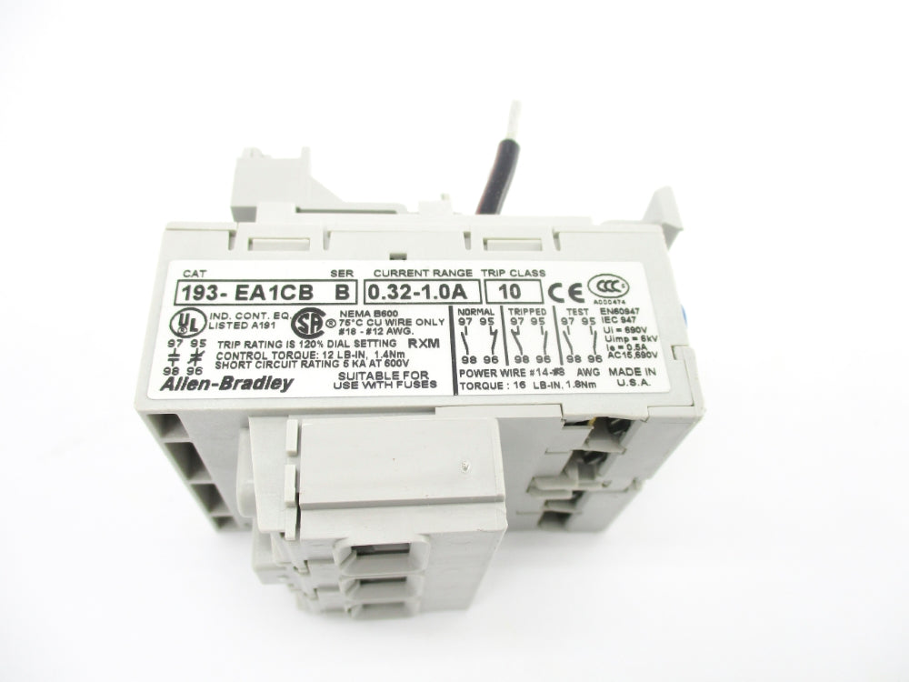 ALLEN BRADLEY 193-EA1CB SER. B 600V 0.32-1.0A (BR/WH) NSMP