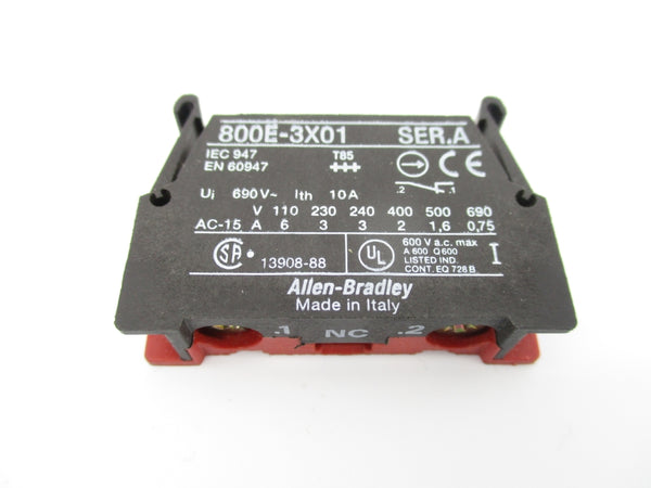 ALLEN BRADLEY 800E-3X01 SER. A 600VAC 10A NSNP