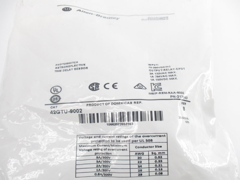INDUSTRIAL SPARE PART 42GTU-9002 SER. B 70-264VDC/AC 2A NSMP