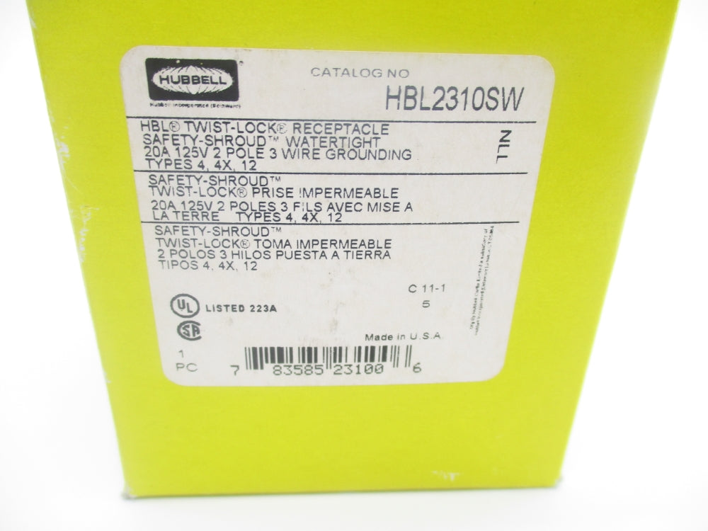 HUBBELL HBL2310SW 125V 20A NSMP