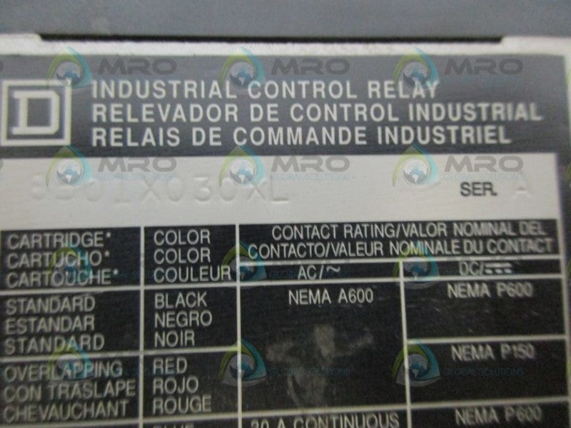 SQUARE D 8501X030XL SER.A RELAY UNMP