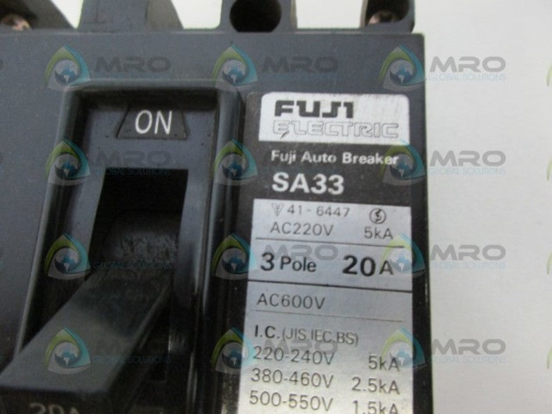 FUJI SA33 20AMP 3POLE CIRCUIT BREAKER NSNP