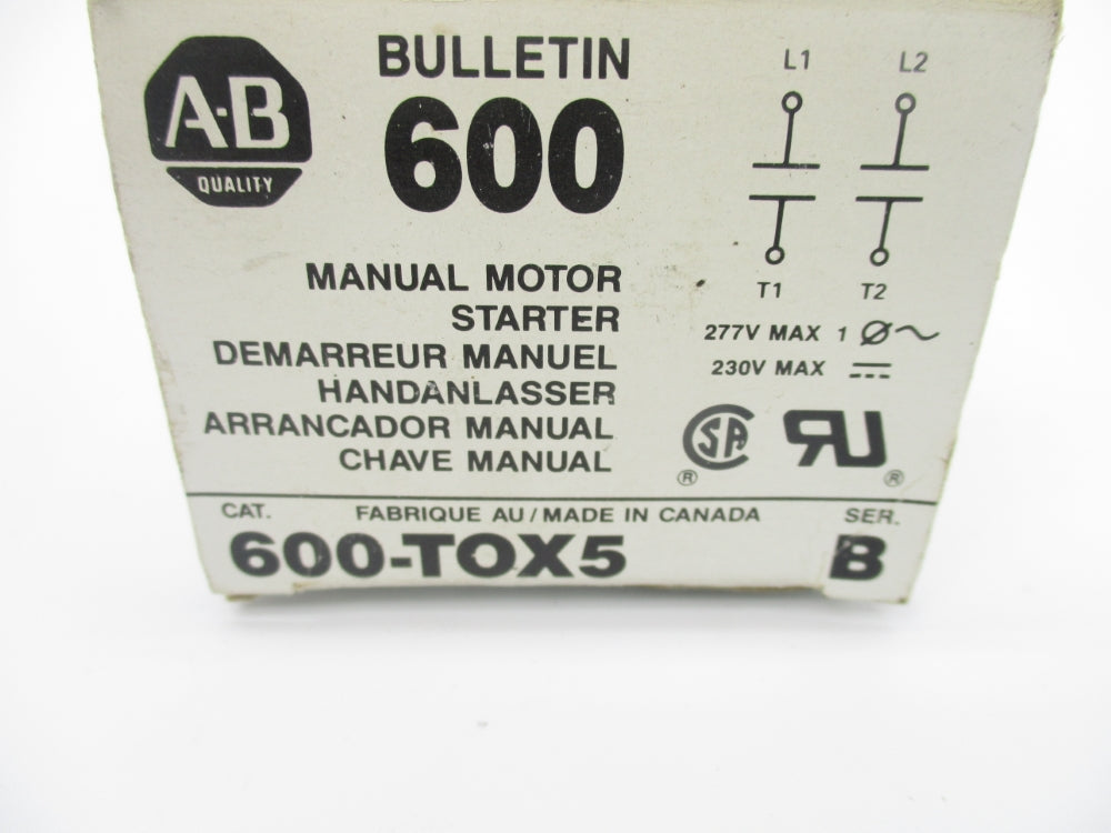 ALLEN BRADLEY 600-TOX5 SER. B 277V (BK/YL) NSMP