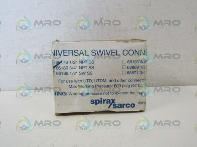 SPIRAX SARCO 66180 3/4" NPTSS PIPELINE CONNECTOR NSFS