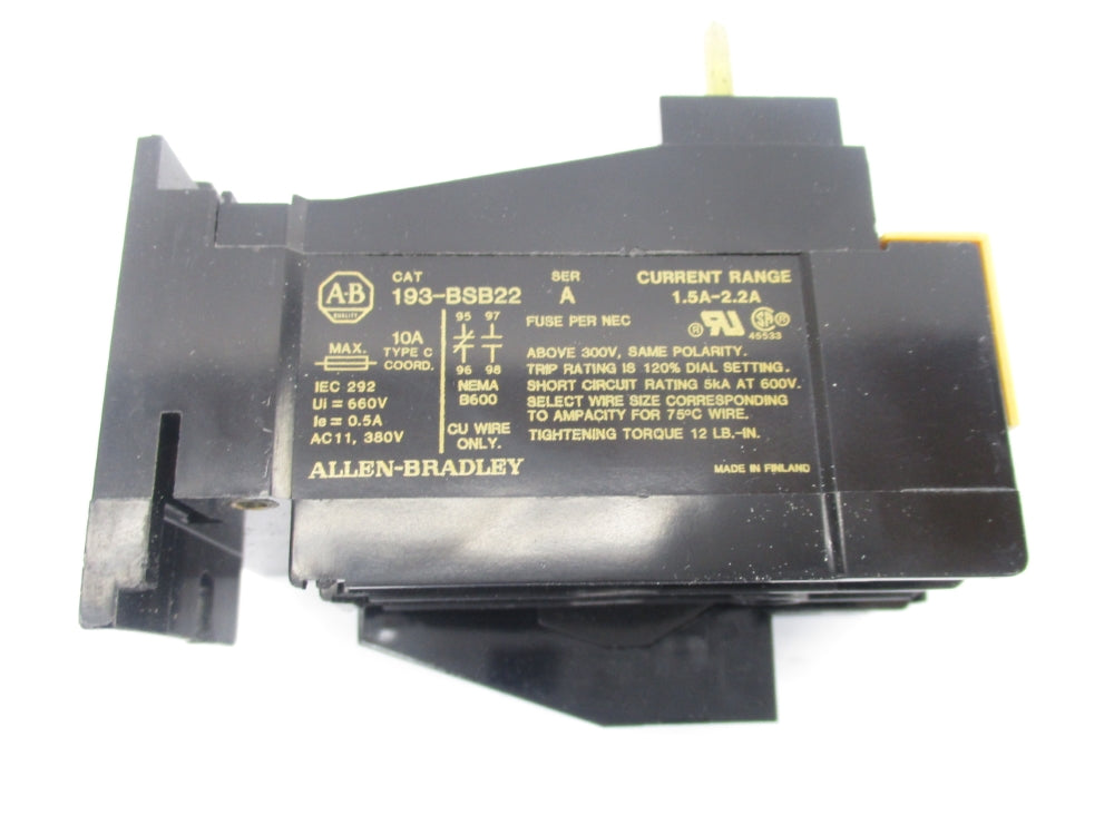 INDUSTRIAL SPARE PART 193-BSB22 SER. A 660V 1.5-2.2A (BK/YL) NSMP