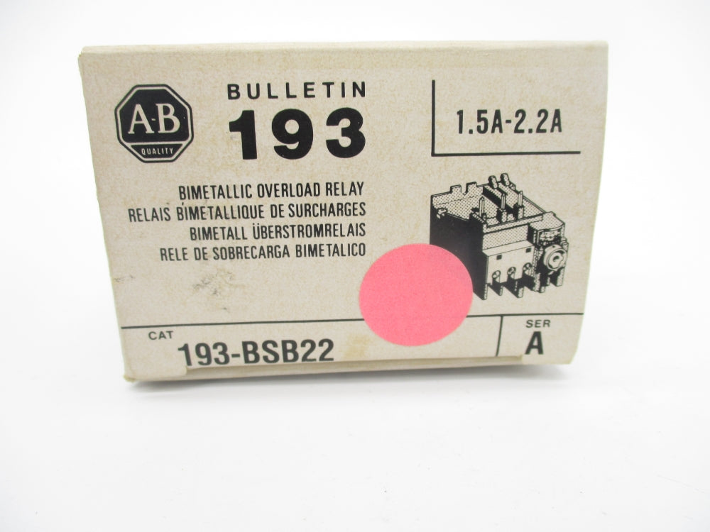 INDUSTRIAL SPARE PART 193-BSB22 SER. A 660V 1.5-2.2A (BK/YL) NSMP