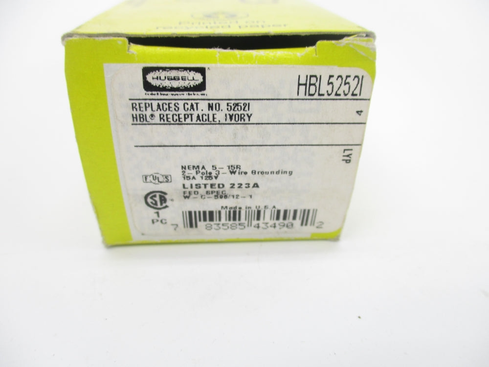 HUBBELL HBL5252I 125V 15A NSMP