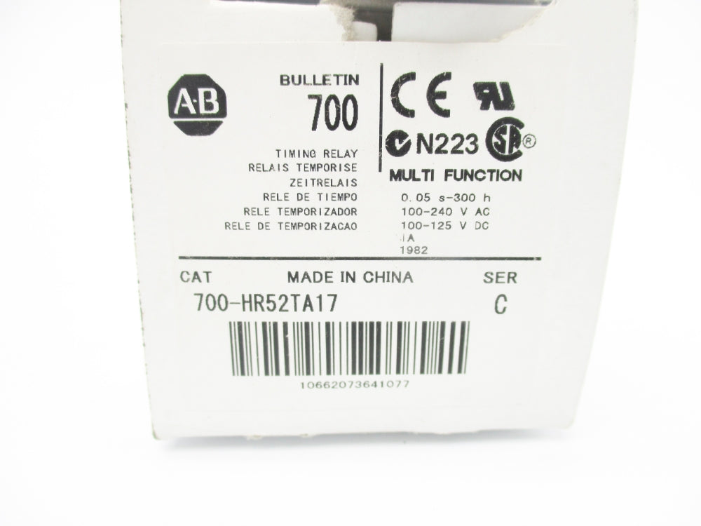 ALLEN BRADLEY 700-HR52TA17 SER. C 100-240VAC 5A 0.05S-300H (WH) NSMP