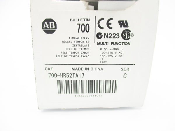 ALLEN BRADLEY 700-HR52TA17 SER. C 100-240VAC 5A 0.05S-300H (WH) NSMP