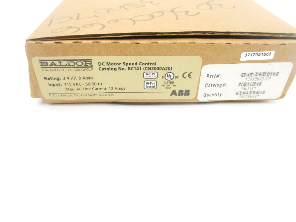 BALDOR BC141 CN3000A20 115VAC 12A NSMP