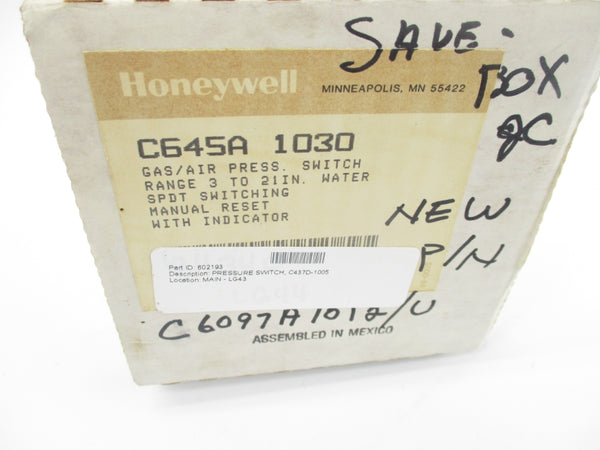 HONEYWELL C645A1030 3-21INWC NSMP