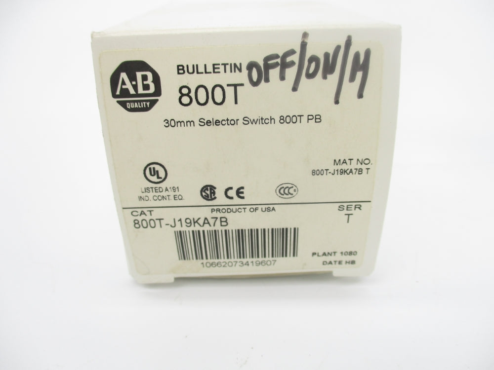 ALLEN BRADLEY 800T-J19KA7B SER. T (WH) NSMP