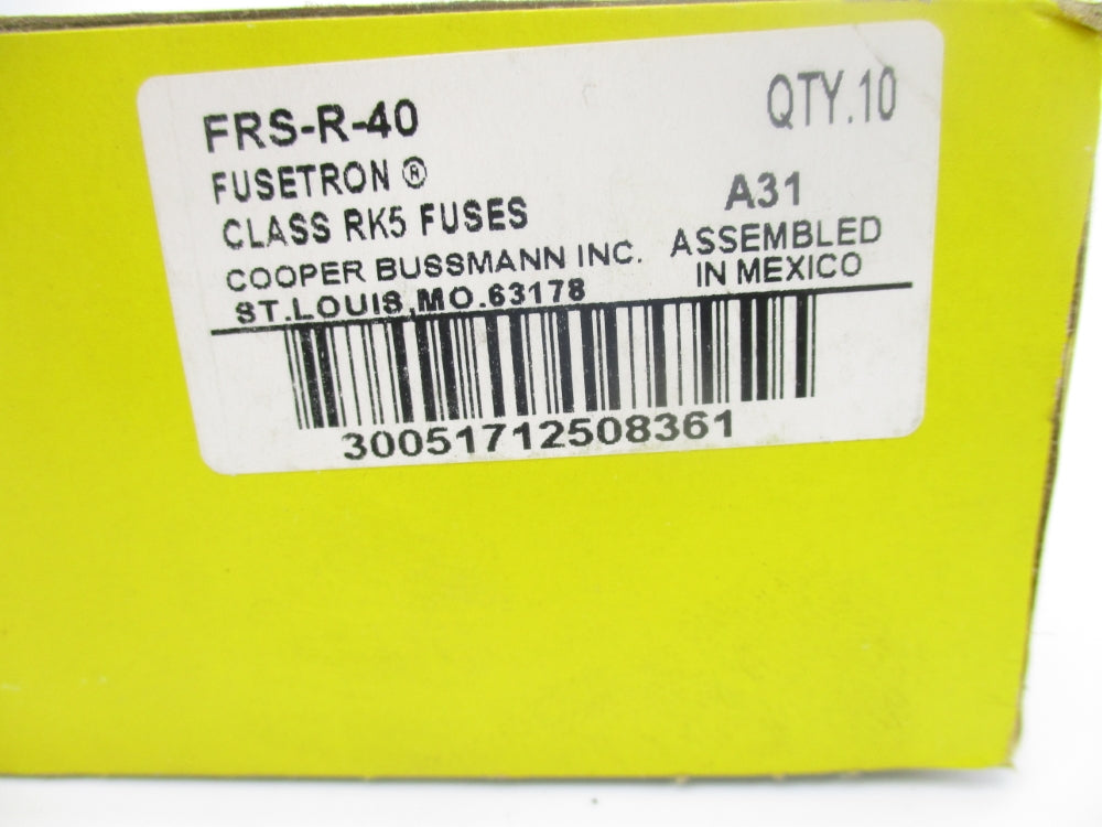 BUSSMANN FRS-R-40 600VAC 40A (PKG OF 10) (YL/GR) NSMP