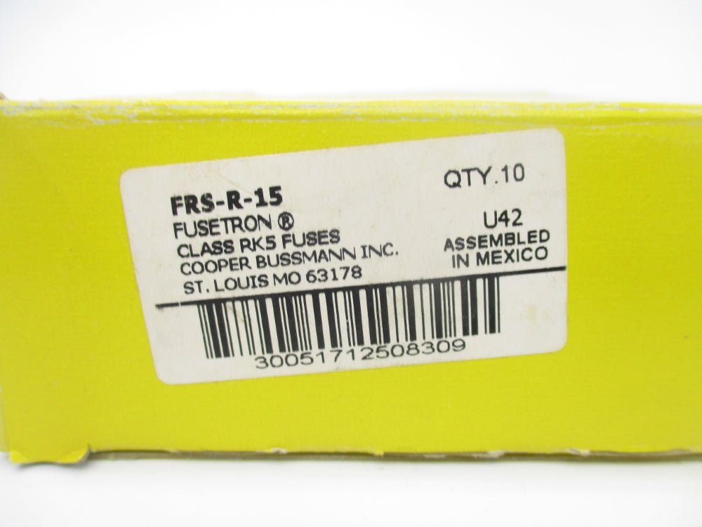 BUSSMANN FRS-R-15 600VAC 15A (PKG OF 10) (YL/GR) NSMP