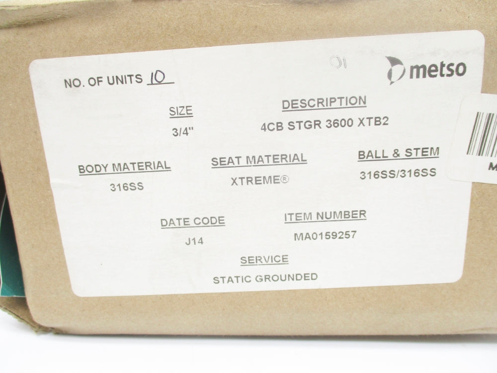 METSO 3/4-4CBSTGR3600XTB2 1440PSI (PKG OF 10) NSMP